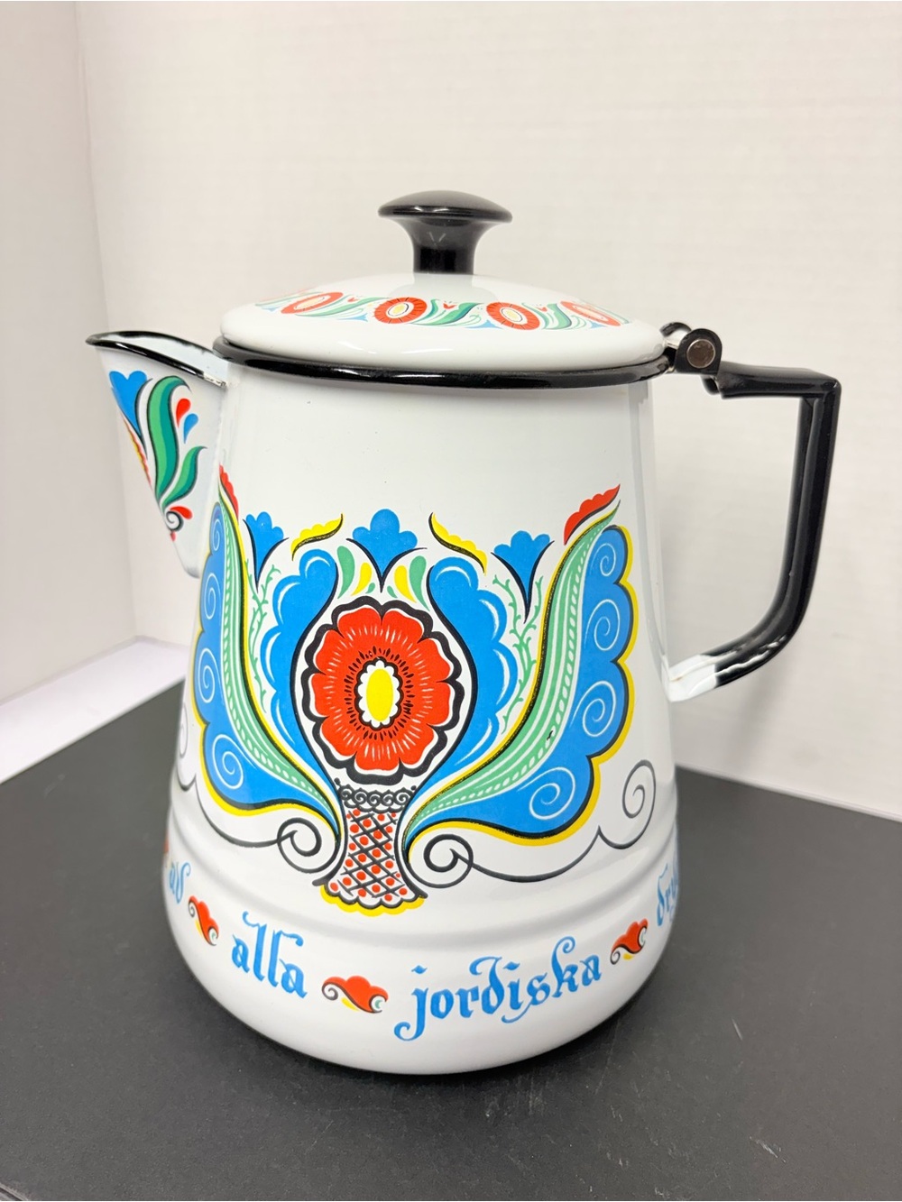 Vintage Swedish Enamel Coffee Pot